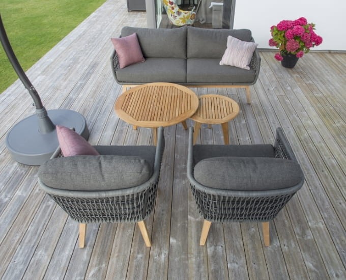 Ażurowa sofa technorattan teak Kent